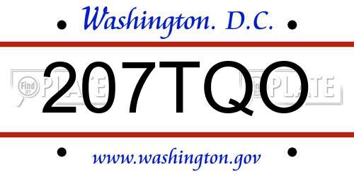 207TQO District Of Columbia License Plate