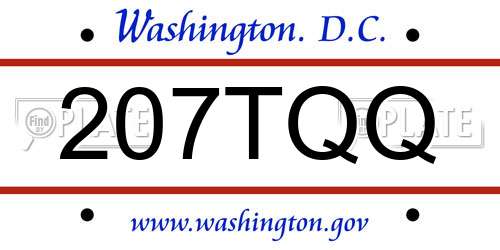 207TQQ District Of Columbia License Plate