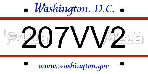 207VV2 District Of Columbia License Plate