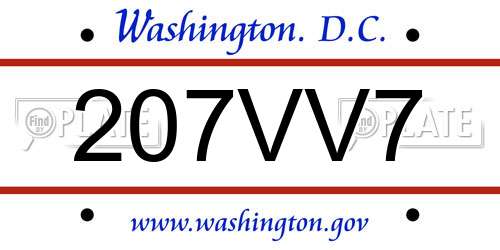 207VV7 District Of Columbia License Plate