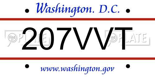 207VVT District Of Columbia License Plate