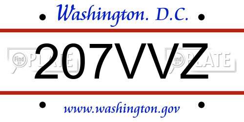 207VVZ District Of Columbia License Plate