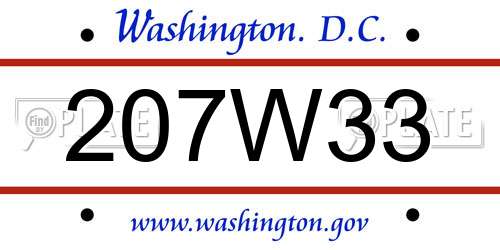 207W33 District Of Columbia License Plate