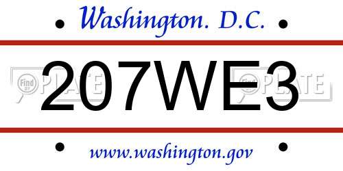 207WE3 District Of Columbia License Plate