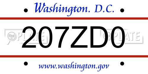 207ZD0 District Of Columbia License Plate