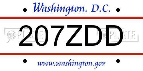 207ZDD District Of Columbia License Plate