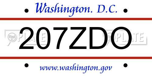 207ZDO District Of Columbia License Plate