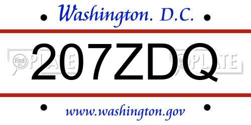 207ZDQ District Of Columbia License Plate