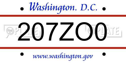 207ZO0 District Of Columbia License Plate