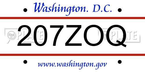 207ZOQ District Of Columbia License Plate