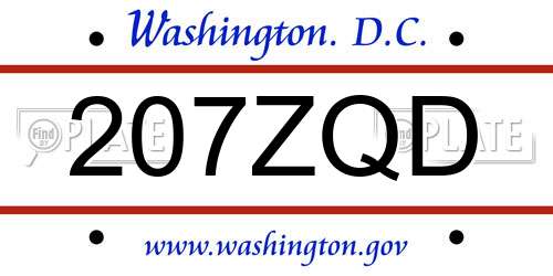 207ZQD District Of Columbia License Plate