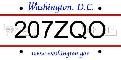 207ZQO District Of Columbia License Plate