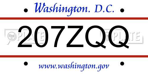 207ZQQ District Of Columbia License Plate