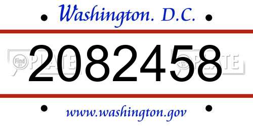 2082458 District Of Columbia License Plate