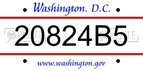 20824B5 District Of Columbia License Plate