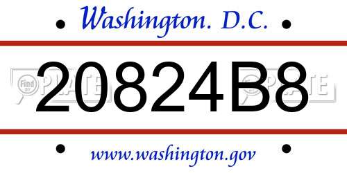 20824B8 District Of Columbia License Plate