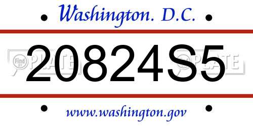20824S5 District Of Columbia License Plate