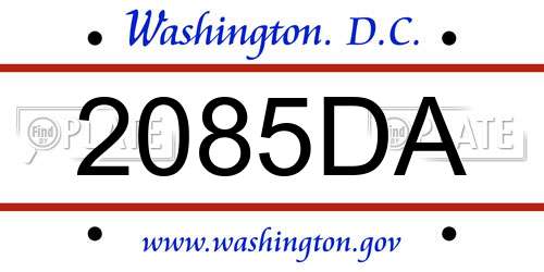 2085DA District Of Columbia License Plate