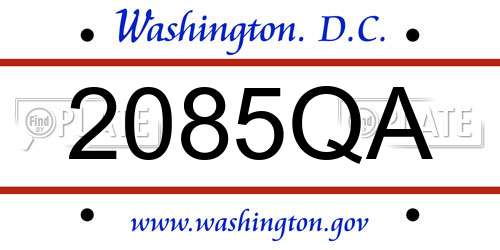 2085QA District Of Columbia License Plate