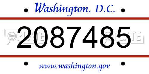 2087485 District Of Columbia License Plate