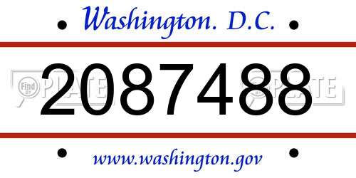 2087488 District Of Columbia License Plate
