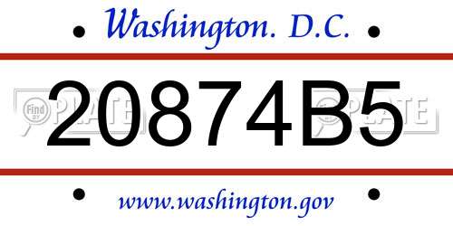 20874B5 District Of Columbia License Plate