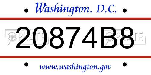 20874B8 District Of Columbia License Plate