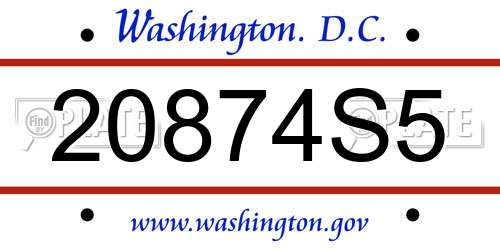 20874S5 District Of Columbia License Plate