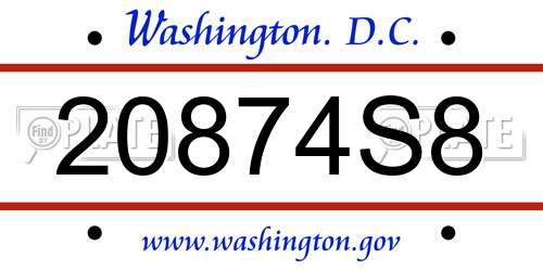 20874S8 District Of Columbia License Plate