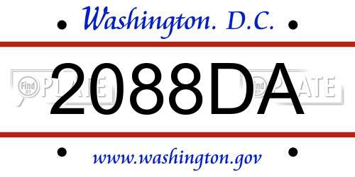 2088DA District Of Columbia License Plate