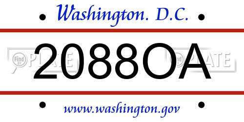 2088OA District Of Columbia License Plate