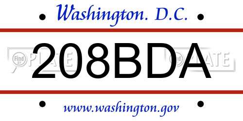 208BDA District Of Columbia License Plate