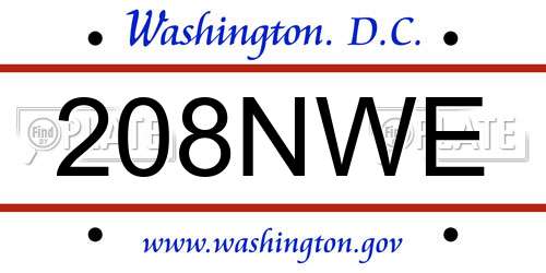 208NWE District Of Columbia License Plate