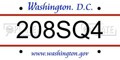 208SQ4 District Of Columbia License Plate