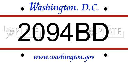 2094BD District Of Columbia License Plate
