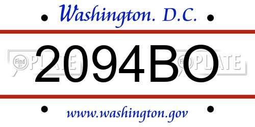 2094BO District Of Columbia License Plate