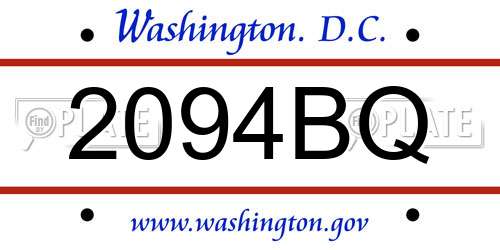 2094BQ District Of Columbia License Plate