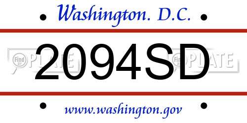 2094SD District Of Columbia License Plate