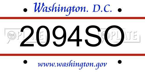 2094SO District Of Columbia License Plate