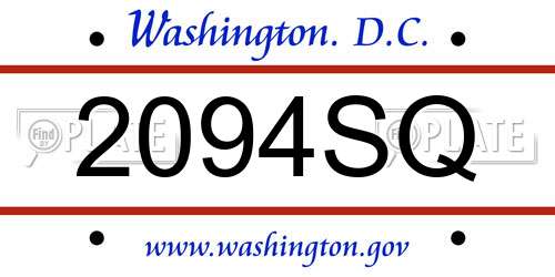 2094SQ District Of Columbia License Plate