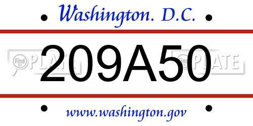 209A50 District Of Columbia License Plate