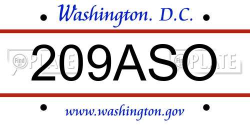 209ASO District Of Columbia License Plate