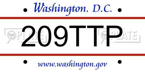 209TTP District Of Columbia License Plate