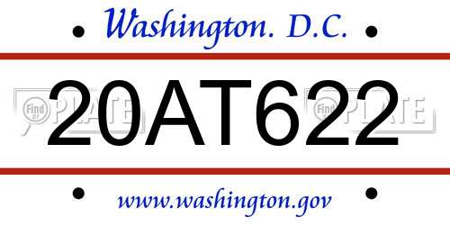 20AT622 District Of Columbia License Plate