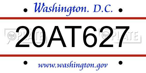 20AT627 District Of Columbia License Plate
