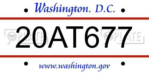 20AT677 District Of Columbia License Plate