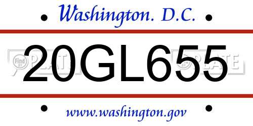20GL655 District Of Columbia License Plate