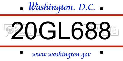 20GL688 District Of Columbia License Plate