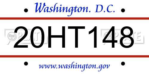 20HT148 District Of Columbia License Plate