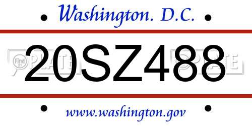 20SZ488 District Of Columbia License Plate